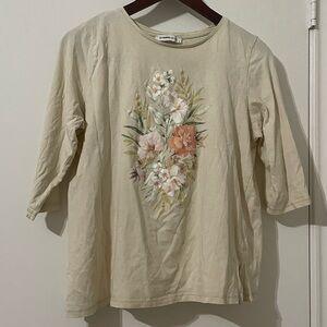 LC Waikiki Grace Cream Floral Print Top Size L